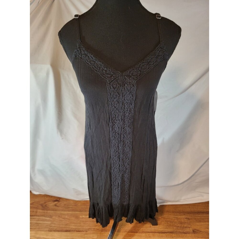 NWT Raya Sun Black Lace Ruffle Size S Midi Dress